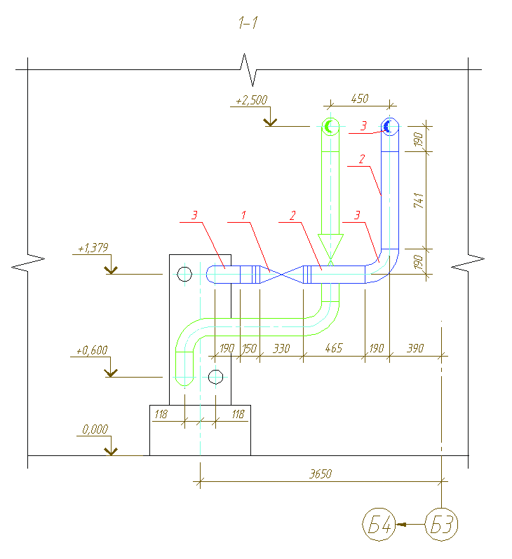 Пример участка трубопровода (Рис. 1)