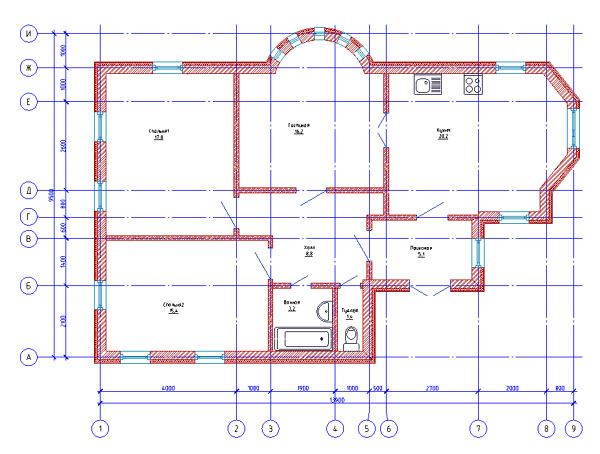 Рис. 4. Пример плана, выполненного в модуле "Архитектура"